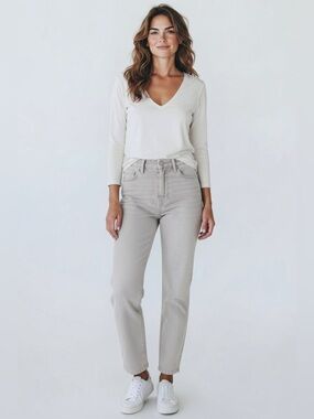 NWT Judy P 3/4 Sleeve V-Neck Top Gray Size Small